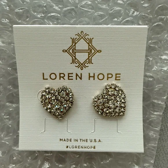 NWT Loren Hope Maci Heart Heart Studs | Crystal | 3/8” diameter - Picture 5 of 6